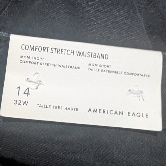 NWT AE | Asymmetrical Waist Distressed Denim Mom Short in Black - Picture 8 of 15